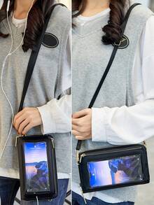 MIYIN Women's Minimalist Touch Screen Mobile Phone Bag With Wrist Strap & Adjustable Long Shoulder Strap, Multi Functional Double Zipper Shoulder Transparent Mini Small Bag Purse Mobile Phone Bag,Portable Hand Bag RFID Blocking Mobile Wallet Purse - Multicolor - View 8