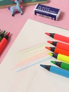 12 支油性彩色铅笔套装，学生和儿童绘画和着色铅笔，返校礼物 - 彩色 - 查看 6