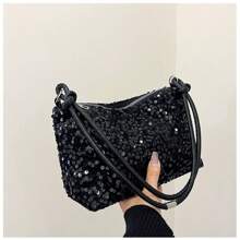 1pc Sequin Shoulder Bag 2025 Summer New Style Texture Fashion Personality Ins Simple Crossbody Large Capacity Party Bag
