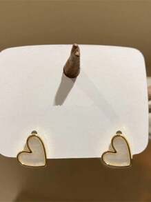 1 paire de boucles d'oreilles à tige simple de style romantique à la française en forme de cœur, convenant pour un port quotidien des femmes
