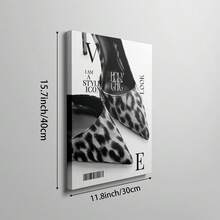 半幅复古杂志墙画，高跟鞋豹纹帆布画，奢华时尚海报，复古美学设计师装饰画，适用于客厅、卧室或宿舍，送她的礼物，不含画框 - 彩色 - 查看 19