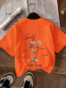 大码 Aperol Spritz 始终是答案复古美学女士短袖休闲圆领 T 恤 - 橘色 - 查看 1