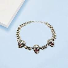 Embrace Your Inner Punk With This Retro Silver Skull Punk Bracelet - Perfect For Halloween - Silver - View 4