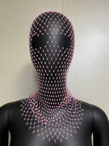 Bonés femininos com decoração de strass brilhantes, rede de pesca com buracos, máscara facial completa, lenço de cabeça, chapéus para festa e escola