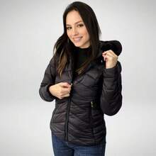 Women's Puffer Jacket Plush Lined With Removable Hood Simple Casual Party - màu đen - Xem 4