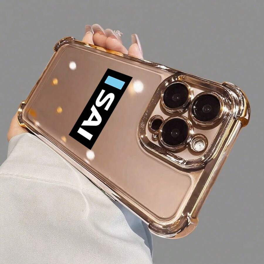 Electroplated Phone Case With Four - Corner Airbags & "SAI" Letter Design, TPU Made - 金色 - 查看 1