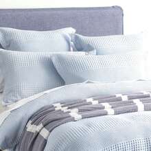 Sky Blue Waffle Cotton Jacquard Quilt Cover Set - Elegant Queen Bedding Collection By Renee Taylor