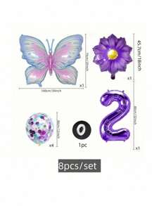 1Set, Butterfly Number Balloons Set, Birthday Party Decorations, Photo Prop Decor, Anniversary Decor, Atmosphere Background Layout, Celebration Decor, Indoor Decor, Theme Event Decor, Party Decor Supplies