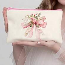 1/5/10/20pcs Sweet Pattern Canvas Zipper Bags Gift Storage Pouch Set, Y2K Style Bow Decor Accessory Organizer Bags, Essential For Ladies Party Butterfly Theme, Versatile Makeup Brush Holder, Stationery Pouch, Party Favor Bags