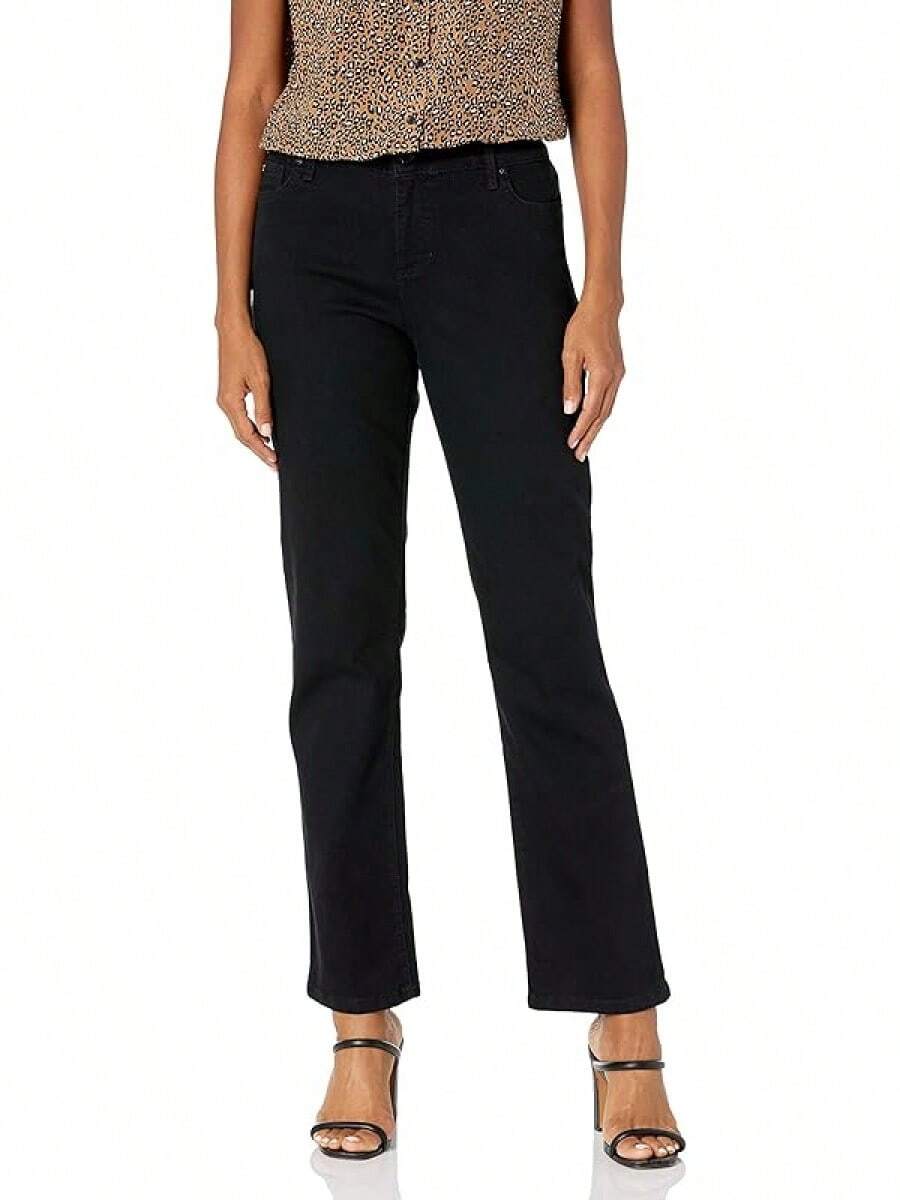Bandolino Women's Mandie Signature Fit High Rise Straight Leg Jeanhalloween - 飽和黑色-刺繡口袋 - 查看 1
