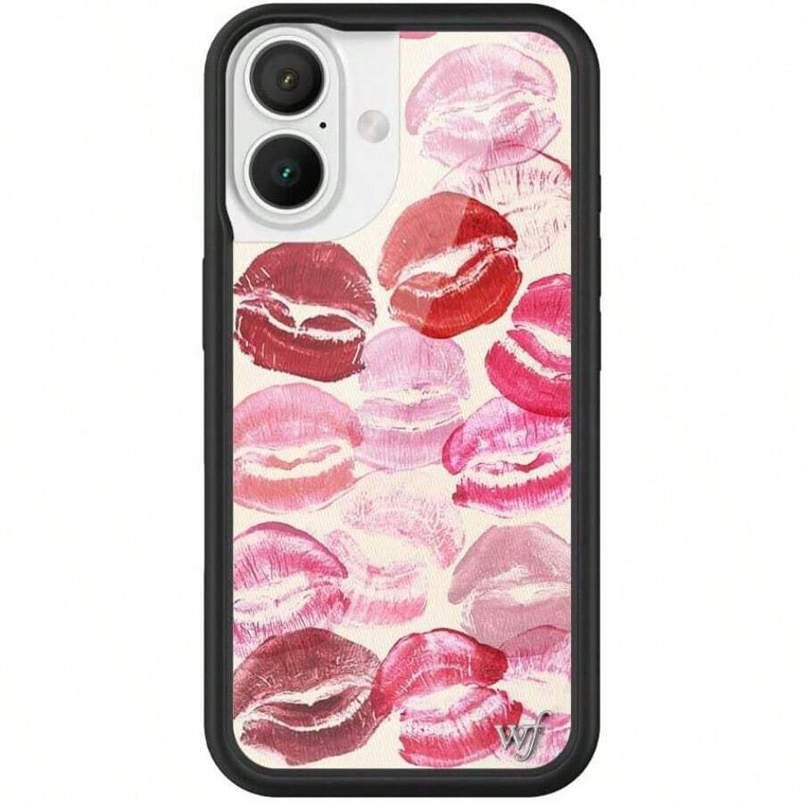 HMXGYJWildflower Cases Kensington Collab Compatible With Apple  16 Kiss Lipstick Red Pink Popular Aesthetic Cute  Protective Black Bumper 4ft Drop Certified Women Owned Small Business4023