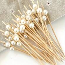 20/30/50/100/200 قطعة من أعواد الأسنان البامبو الأنيقة المزينة باللؤلؤ الأبيض بطول 4.7 بوصة، مناسبة للمقبلات والمشروبات، مثالية للحفلات والأعراس