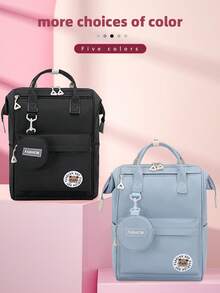 定制背包，节日主题名称，适合学生，个性化书包，旅行包，学生旅行背包，纯色大容量休闲手提包，配有拉链，适合日常使用和作为礼物 - 彩色 - 查看 5