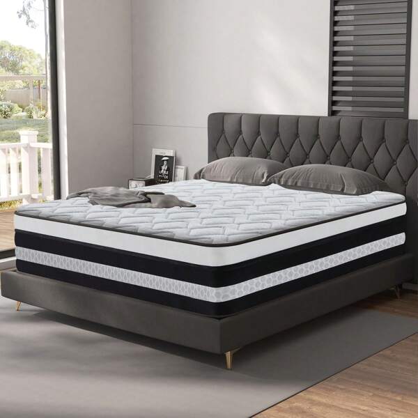 YIDATONG Matelas 160x200 cm de Haute Qualité, épaisseur 28 cm, Matelas à Ressorts en Sac, Mousse à Mémoire + Latex, Support Parfait, 7 Zones, Thermorégulateur, Respirant, Anti-allergique