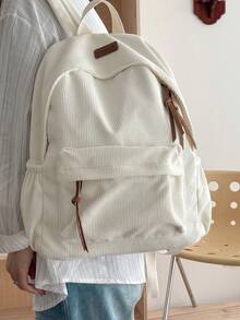 1 件简约大容量女士背包，纯色背包适合旅行、购物、携带笔记本电脑、课本、衣服 - 简约风格，学校背包，学校用品，书包，学校背包，返校背包，学校书包，大背包，背包学校，返校包，轻便，可折叠，经典休闲