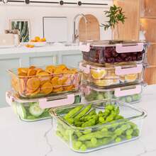 10/2pcs Set High Borosilicate Glass Food Storage & Meal Prep Containers Set With Airtight Lids - Microwave, Dishwasher, Oven & Freezer - 西瓜粉 - 查看 5