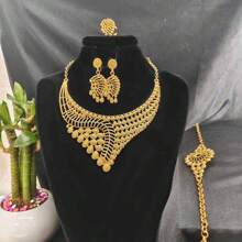 5pcs Middle Eastern Bridal Jewelry Set Necklace Earrings Ring Bracelet Accessory
