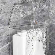 1pc Elegant Glacier Pattern Plastic Napkin Holder - Desktop/Wall-Mount Tissue Box, Home Use Adhesive Paper Towel Dispenser For Living Room, Coffee Table, Bathroom, Kitchen, Bedroom | Toilet Paper Storage - Clear - View 5