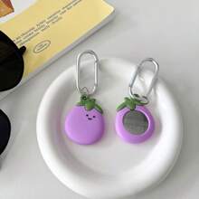 Eggplant 3D Silicone Cute Cartoon AirTag Protective Case Compatible With Apple AirTag, Keychain, Anti-Lost Device