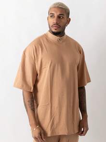 Oversized High Neck T-Shirt EG Caramelo - Lạc đà - Xem 2