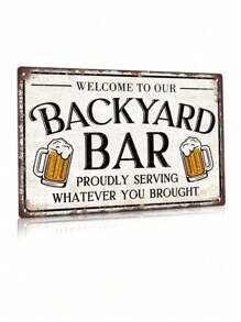 1 件欢迎来到我们的后院酒吧复古金属锡标牌，自豪地为您提供您带来的一切，家庭后院酒吧俱乐部墙壁艺术装饰，7.8 X 11.8 英寸 - 彩色 - 查看 2