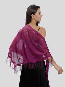 1 件女士柔软纯色透明雪纺披肩，派对舞会礼服配饰