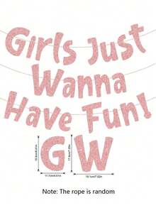 Just Wanna Have Fun Neon Pink Glitter Banner – Bachelorette Party – Birthday – Slumber Party – Pajama Party – Night Out Decorations, Supplies, Favors And Gifts