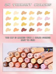 GuangNa 24 Colors Skin Tone & Macaron Alcohol-Based Art Markers, Water-Based Ink, Quick Dry Waterproof Acrylic Paint Markers, Suitable For Illustration, Sketching, Wood, Glass, Fabric, Rock Painting, Canvas, Ceramic, Metal And More, Essential For Back To School - Straight Liquid Soft-bristled Acrylic Marker Pen - View 12