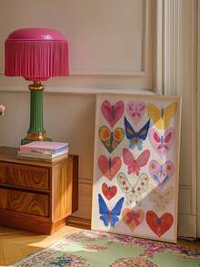 1pc Baby Room Decor, Wall Art, Butterfly Heart Prints, Colorful Nursery Art, Teen Girl Dorm Room Decor, 70's Style Art, Bohemian Wall Art, Whimsical Bedroom Poster Wall Art, Modern Living Room Wall Decor, Kids Room Wall Art For Boys, Baby Animal Prints - Multicolor - View 8