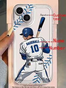 1pc Customizable Baseball Theme Transparent Phone Case, Compatible With IPhone 16 Pro Max/15/17/13/12 Mini/11/XS Max/6 7 8 Plus, Made Of TPU Material, Best Gift For Baseball Fans - White - View 8