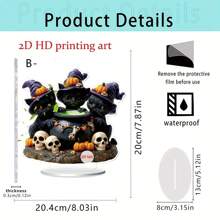 1pc Halloween Witch Black Cat Skull Pumpkin Fantasy Fairytale Decoration 2D Acrylic Home Desktop Artwork For Shopping Mall Bar Haunted House Holiday Party Scene Party Decorations Provide An Ideal Halloween Surprise For Family And Friends
