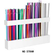 Straw Holder For Cabinet Transparent Acrylic Straw Organizer With Adhesive Tape & Stickers, Straws Storage Container For Cabinet Door, Straws Dispenser For Counter Cupboard Home Kitchen Cafe