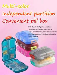 1 件旅行药丸收纳盒，10 个隔层用于存放旅行药物，便携式可折叠小药盒，日常药品容器，适用于存放药片、珠宝、配件，可放入旅行包或口袋中