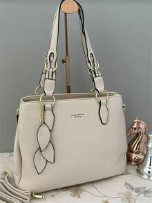 New Large Capacity Women's Handbag, Versatile Shoulder Bag, Fashionable Messenger Bag With 3 Zippers 328 - Beis - Ver 1