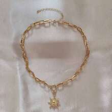 1 pieza Collar con colgante de sol vintage de moda, cadena para el cuello de uso diario