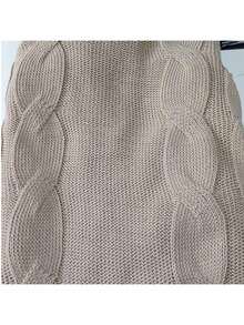Knitted Blouse Boba Collar High Neck Blogger Braids - 米色 - 查看 2