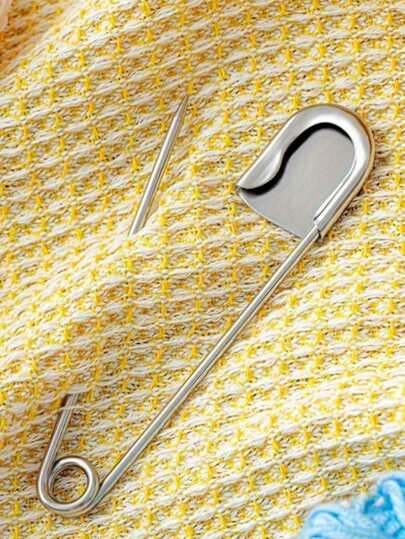 5in Extra Large Silver Stainless Steel Safety Pins, DIY Sewing Accessories, Oversized Metal Clamp Pins Suitable For Scarf, Blanket, Skirt, Knitted Crafts