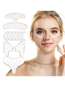 1/4/5/11pcs Reusable Silicone Cheek, Forehead, Face Lift Tape, Eye Skin Tightening Sticker - Multicolor - View 15