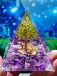 Kim tự tháp năng lượng Orgonite Reiki, quả cầu thạch anh tím tự nhiên, tinh thể chữa bệnh, dụng cụ luân xa, đồ trang trí, đá nhựa, đồ thủ công kim tự tháp trang trí nhà cửa, quà tặng, đồ trang trí để bàn bằng nhựa pha lê sáng tạo, thích hợp cho Giáng sinh, Halloween, Ngày của Cha. - Ngôi sao năm cánh màu xanh - Xem 11