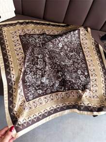 1 pieza Pañuelo, pañuelo para la cabeza, pañuelo para el cuello con estampado geométrico y floral