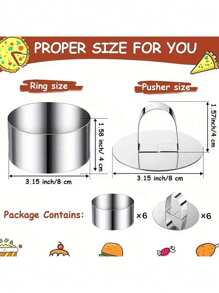 1/2/3pcs Cake Mousse Mold, Cake Ring----3.15Inch Stainless Steel Cake Mold Rings With Pushers, Mousse Cake Ring, Tart Rings, Pancake Molds, Baking Tools, Kitchen Gadgets
