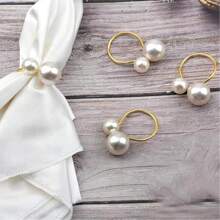 1-12pcs High-Grade Pearl Napkin Rings, Suitable For Restaurant, Hotel, Dining Table Decor, Wedding, Holidays
