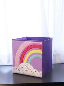 1pc Cartoon Plush Embroidered Storage Box, Square Large Capacity Storage Box For Toys, Household Items, Desk Organizer - Multicolor - View 14
