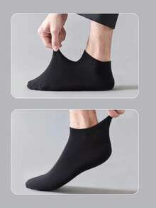 5 Pairs Men's White Breathable Odor-Resistant Short Socks, Fashionable Sports Style, Versatile And Practical, Essential For Spring/Summer, Suitable For Indoor Wear. Soft And Stretchy. Women's Socks And Knee-High Socks, Suitable For Outdoor Sports In Summer. - Multicolor - View 5