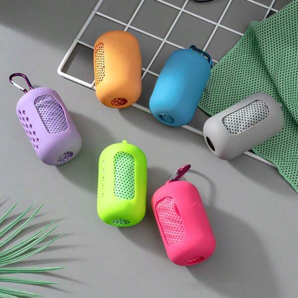 Set de 5 toallas de enfriamiento de seda de hielo, toallas deportivas para gimnasio, fitness y actividades al aire libre que absorben el sudor y brindan una sensación de frescura, con bolsas portátiles de silicona, un accesorio de regalo portátil para hombres y mujeres