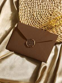5/20pcs Vintage Envelopes & Invitations Cards, Linen Pattern Cards With Wax Seal Stickers, Suitable For Wedding, Birthday Party, Anniversary - Set - View 7