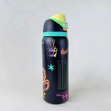 OwalaFreeSipInsulated Stainless Steel Water Bottle With Straw, BPA-FreeSports Water Bottle, Great For Travel, 32 Oz, Very, Very Dark - Black Print - View 6