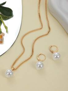 3 件珍珠吊坠项链和耳环套装，新款奢华时尚珠宝，金耳环和项链，百搭优雅，生日礼物，3 件仅售 1 件