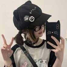 Süße Baseballkappe mit Katzenohren, Kawaii japanischer Anime Stil Sonnenschirmmütze für Studenten, schmeichelhafter Sitz