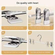 10 件防损裤架，不锈钢防滑衣架，可调节夹子，适用于裤子、裙子、内衣 - 彩色 - 查看 7